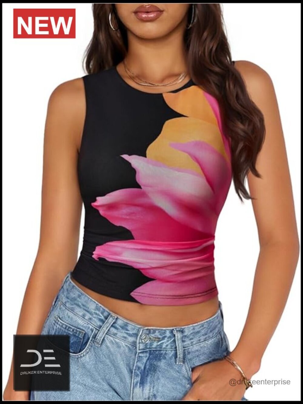 Sleeveless Floral High Stretch Tank Top Y2K Crop Going Out Outfits Beach
